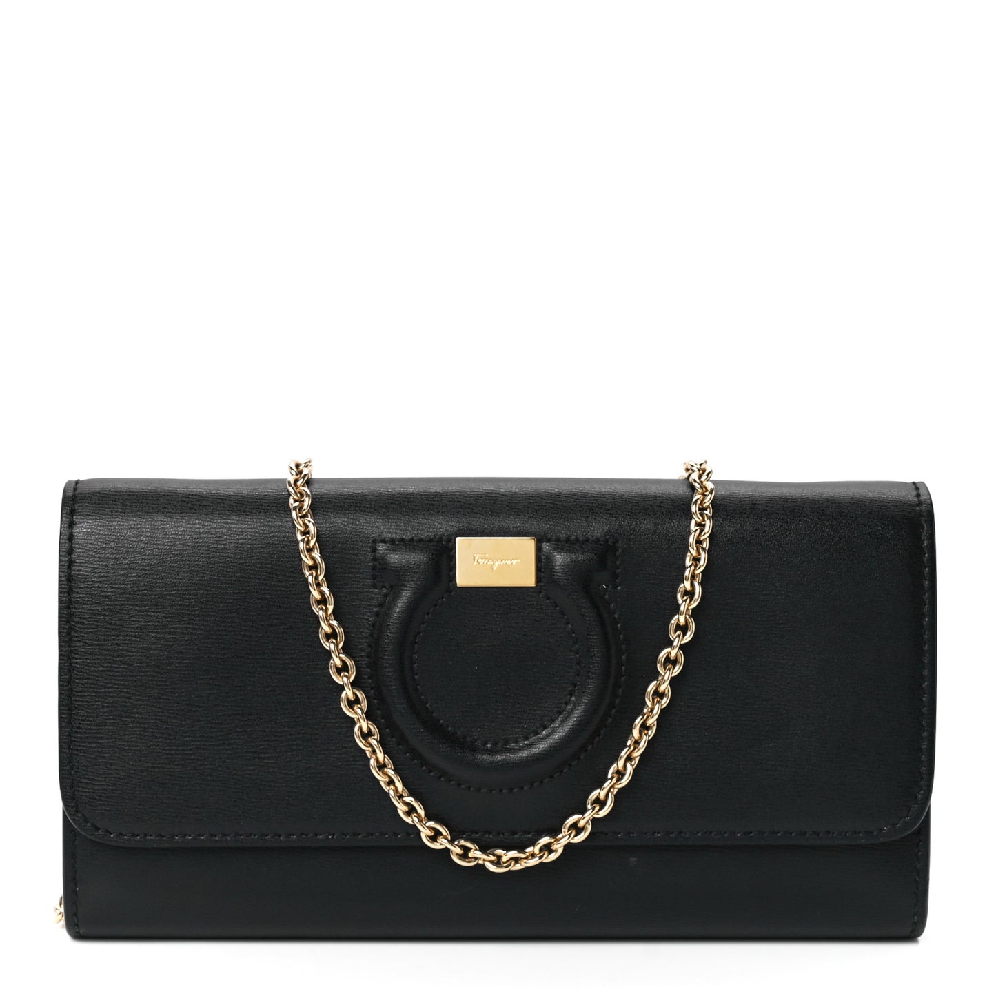 Calfskin City Wallet On Chain Black Lipstick