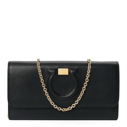 Salvatore Ferragamo Calfskin City Wallet On Chain Black Lipstick 1 of 11
