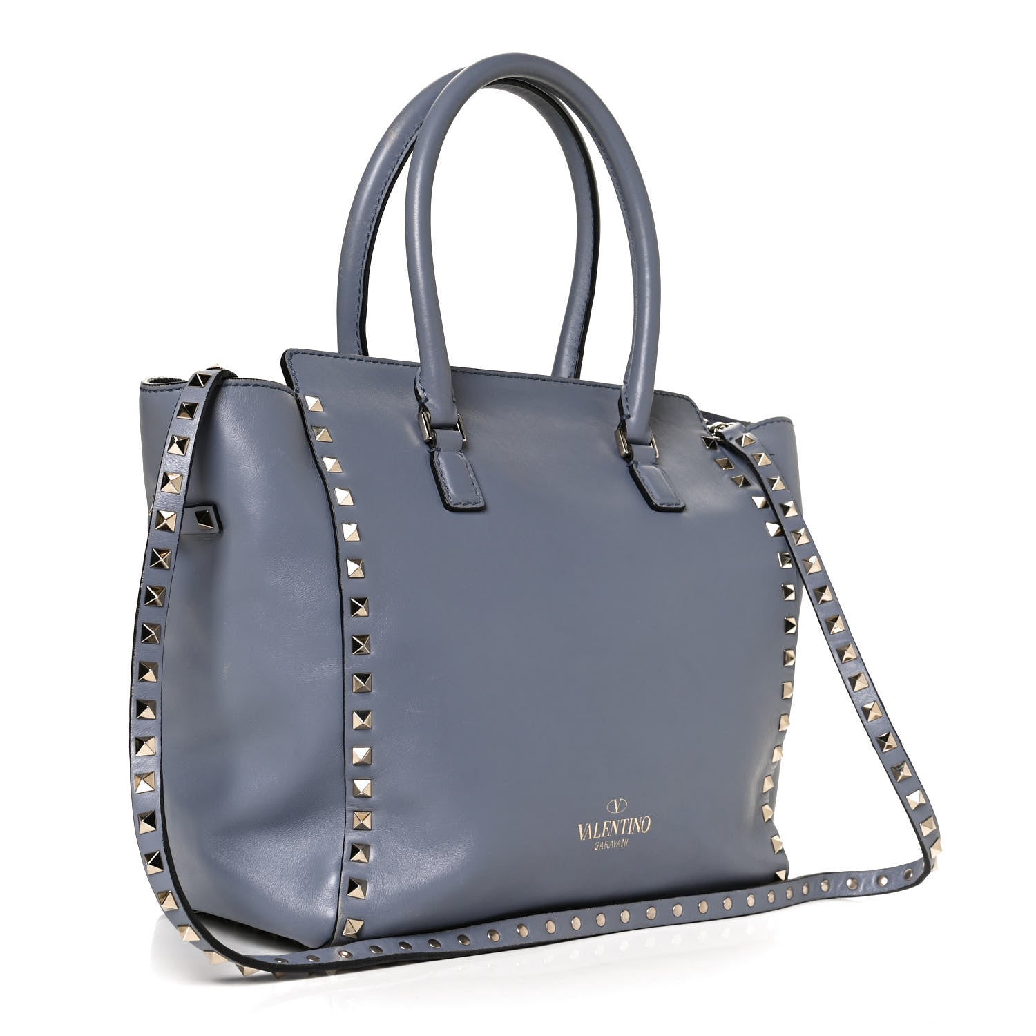 Valentino Garavani Vitello Rockstud Double Handle Tote London Stone 3 of 12