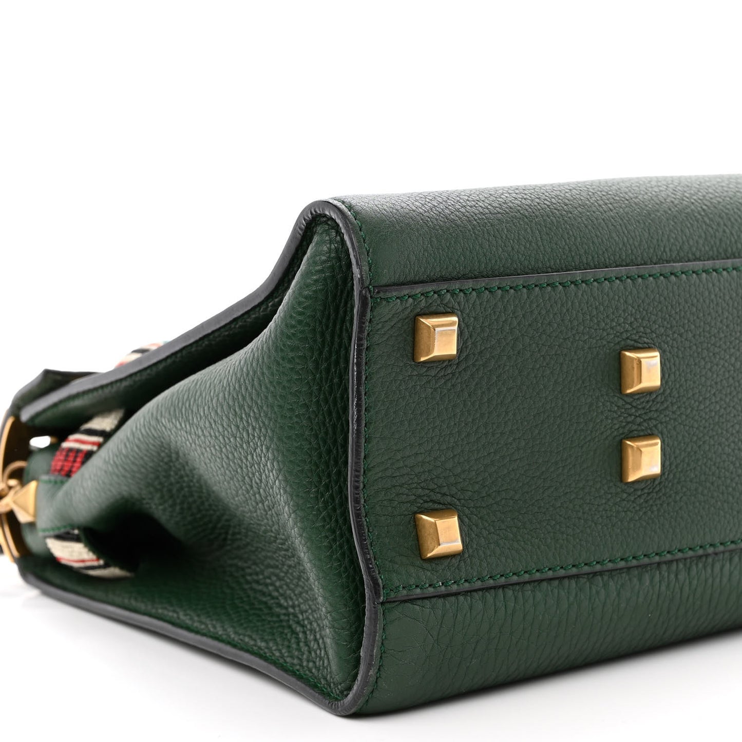 Pebbled Calfskin Beaded Medium My Rockstud Frame Bag Green