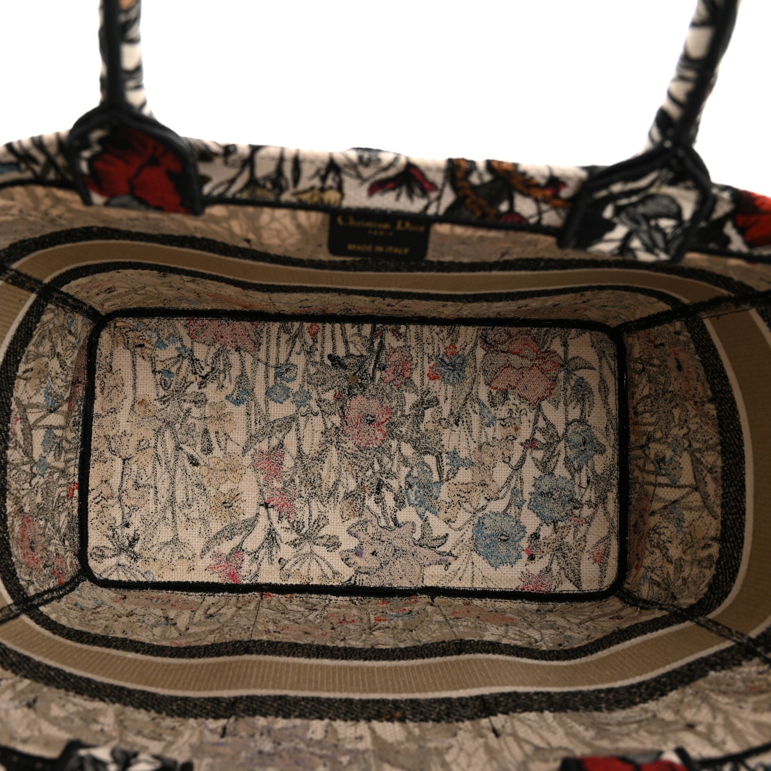 Christian Dior Canvas Embroidered Mille Fleurs Catherine Tote Multicolor 5 of 13
