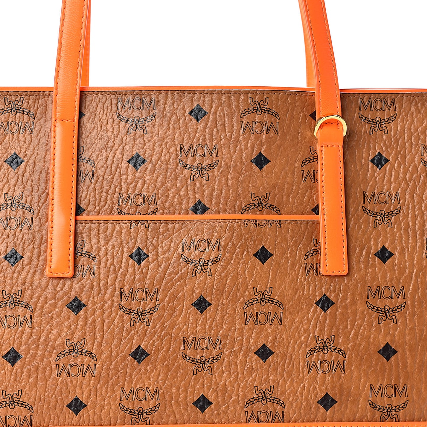 Visetos Medium Geonautic Shopper Tote Cognac Neon Orange