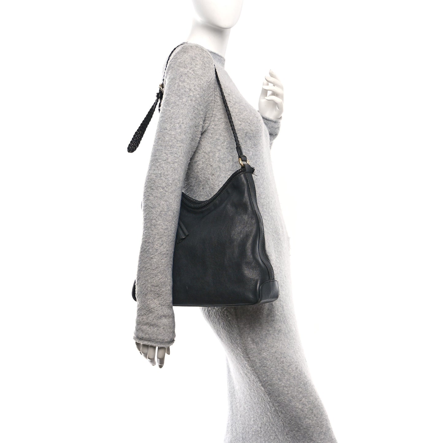 Pebbled Calfskin Medium Marrakech Hobo Black