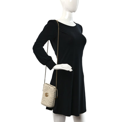 Gucci Calfskin Matelasse Mini GG Marmont 2.0 Bucket Bag White 2 of 8