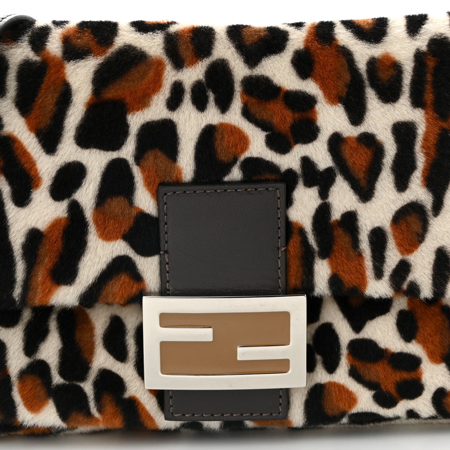 Calf Hair Leopard Print Baguette Moro