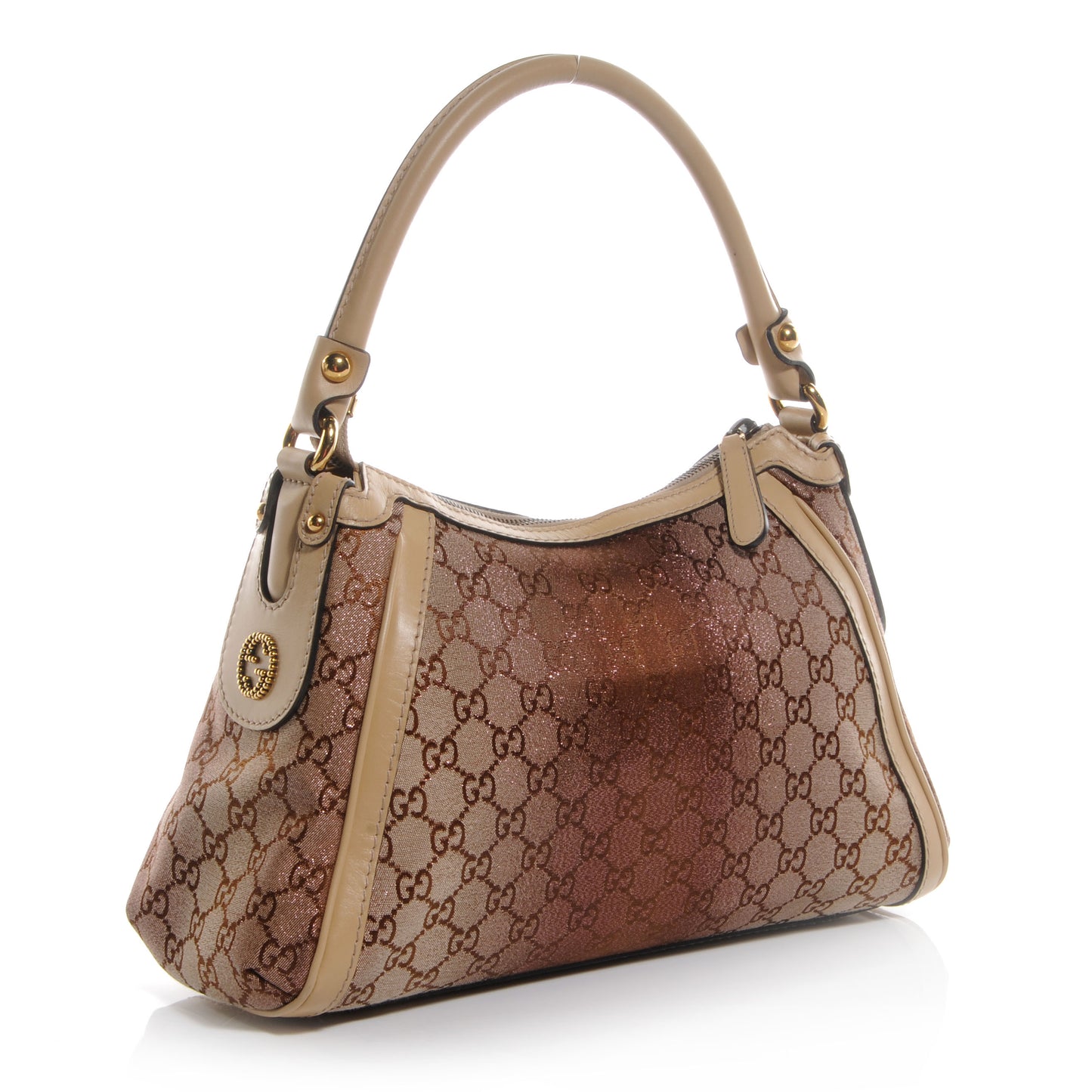 Monogram Lurex Small Scarlett Studded Interlocking G Hobo Bronze