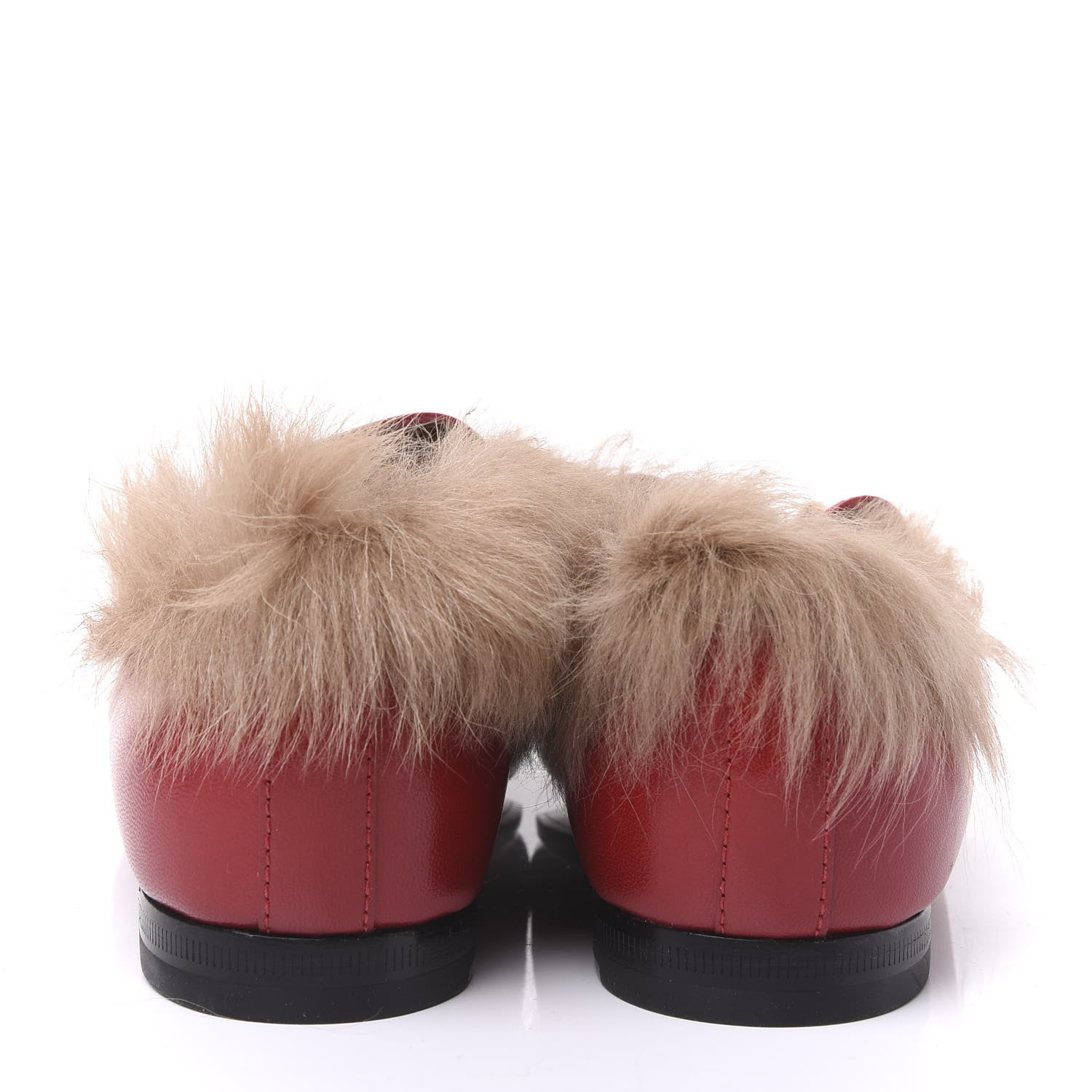 Gucci Malaga Kid Fur Womens Jordaan Loafers 36 Hibiscus Red Natural 10 of 12