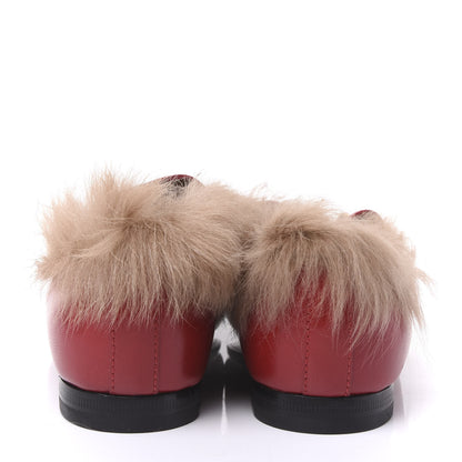 Gucci Malaga Kid Fur Womens Jordaan Loafers 36 Hibiscus Red Natural 10 of 12