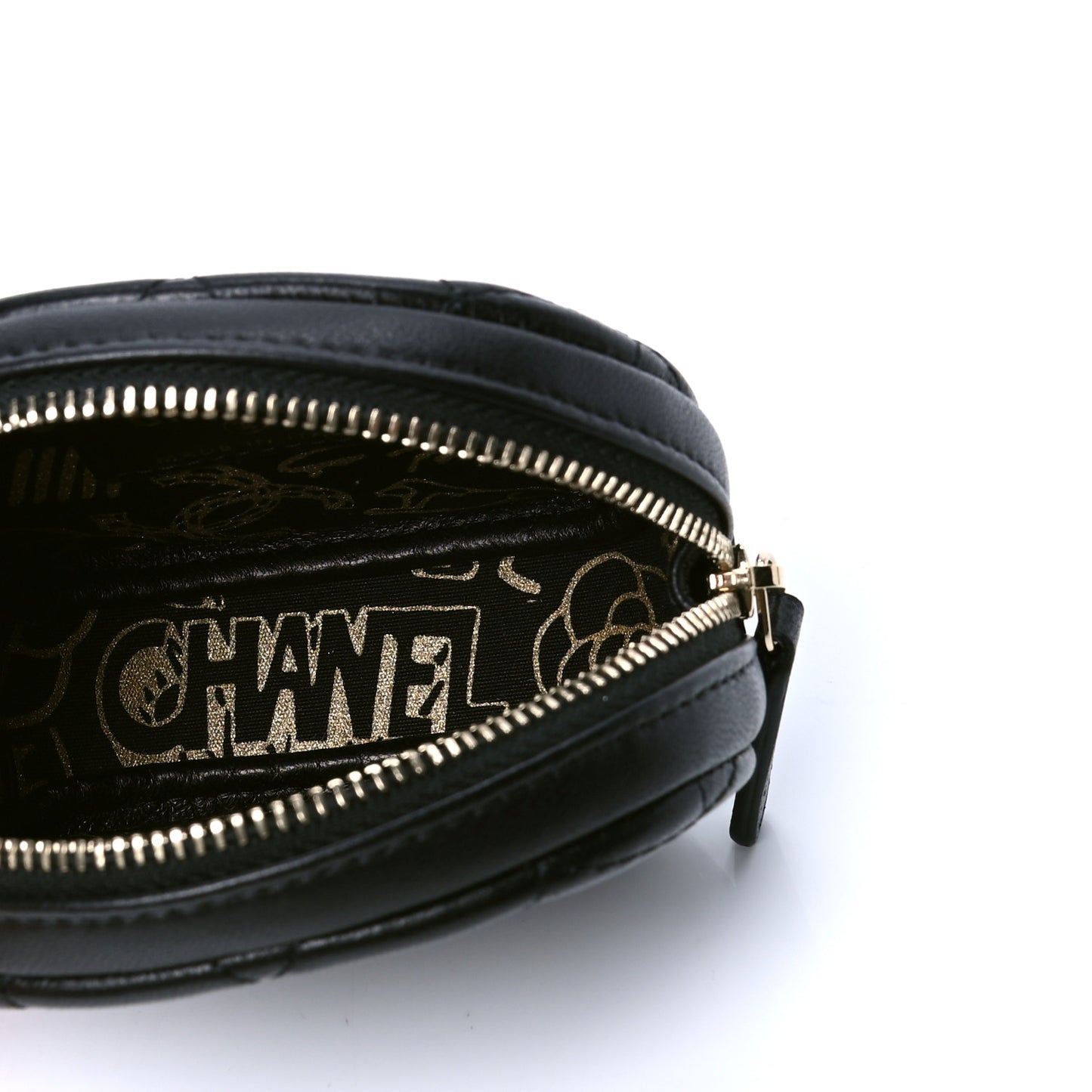Lambskin Quilted Zip Around Classic Coin Purse Black