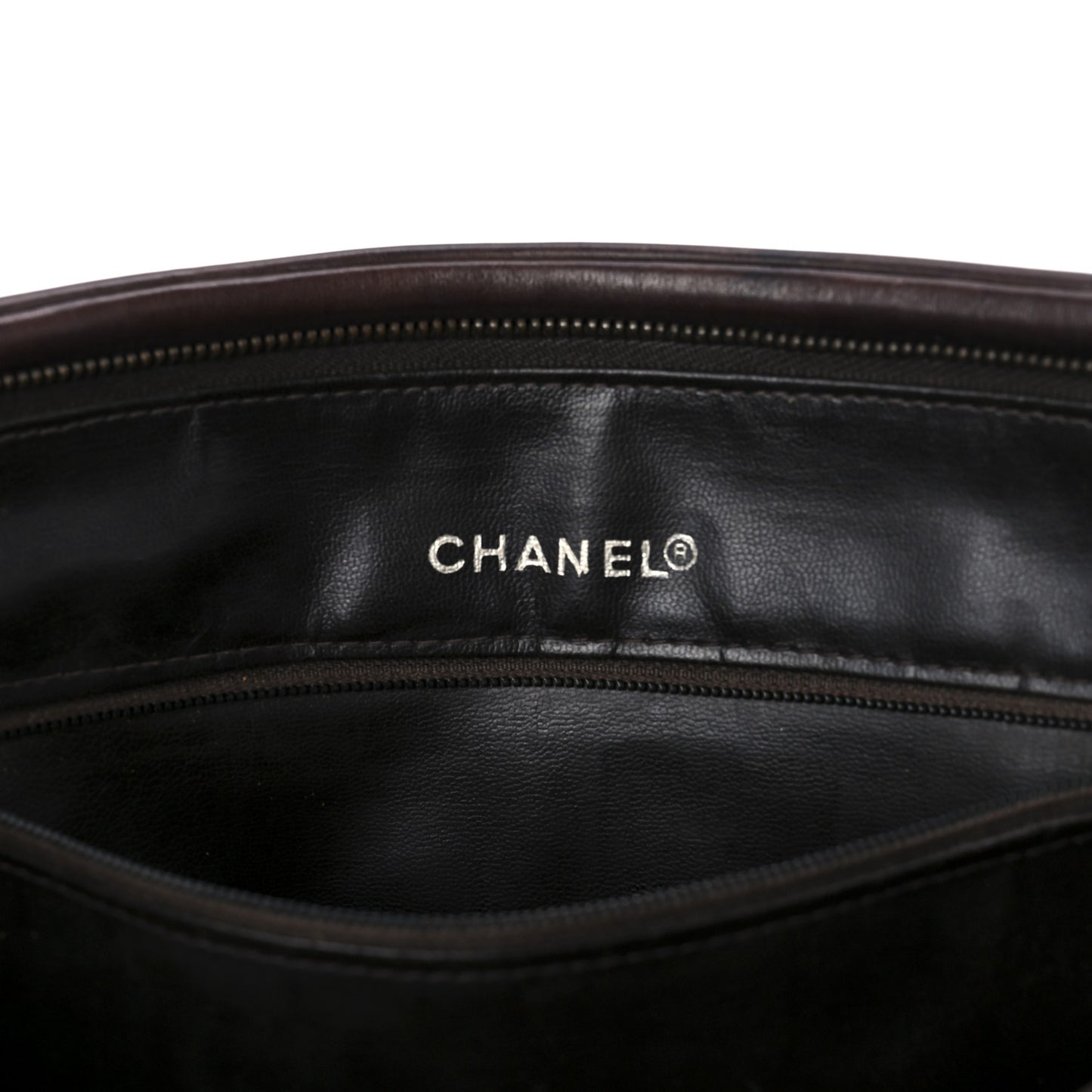 Lambskin Quilted Cosmetic Case Brown