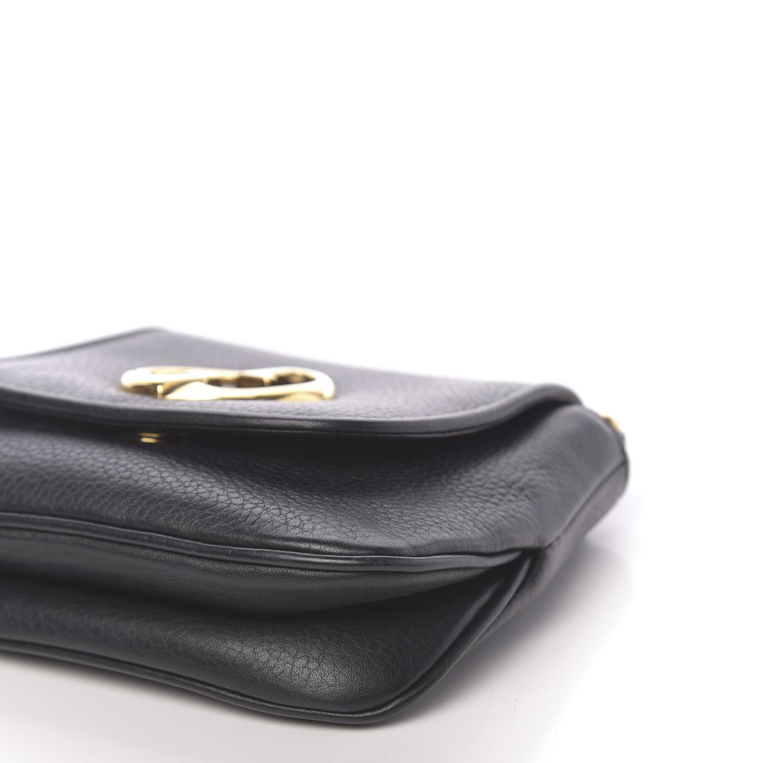 Gucci Pebbled Calfskin Small 1973 Chain Shoulder Bag Black 9 of 11