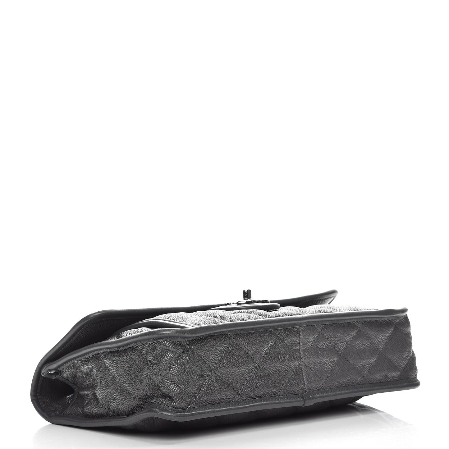 Caviar Quilted Large French Riviera Flap Dark Grey