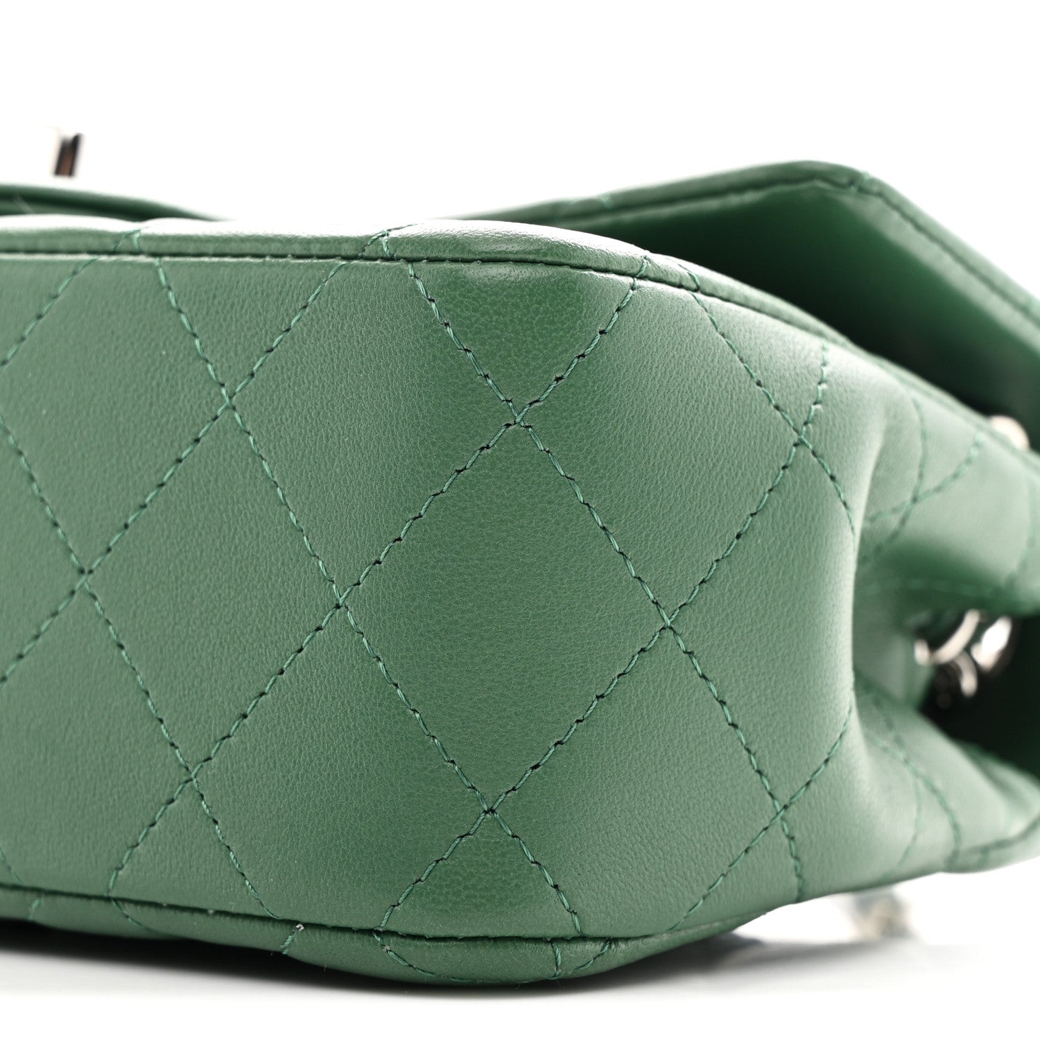 Chanel Lambskin Quilted Mini Rectangular Flap Dark Green 10 of 10