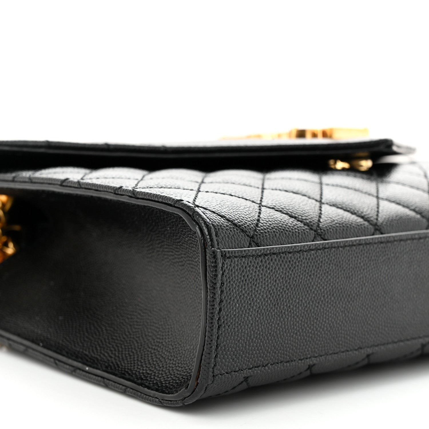 Saint Laurent Grain De Poudre Textured Mixed Matelasse Triquilt Medium Monogram Satchel Black 8 of 10
