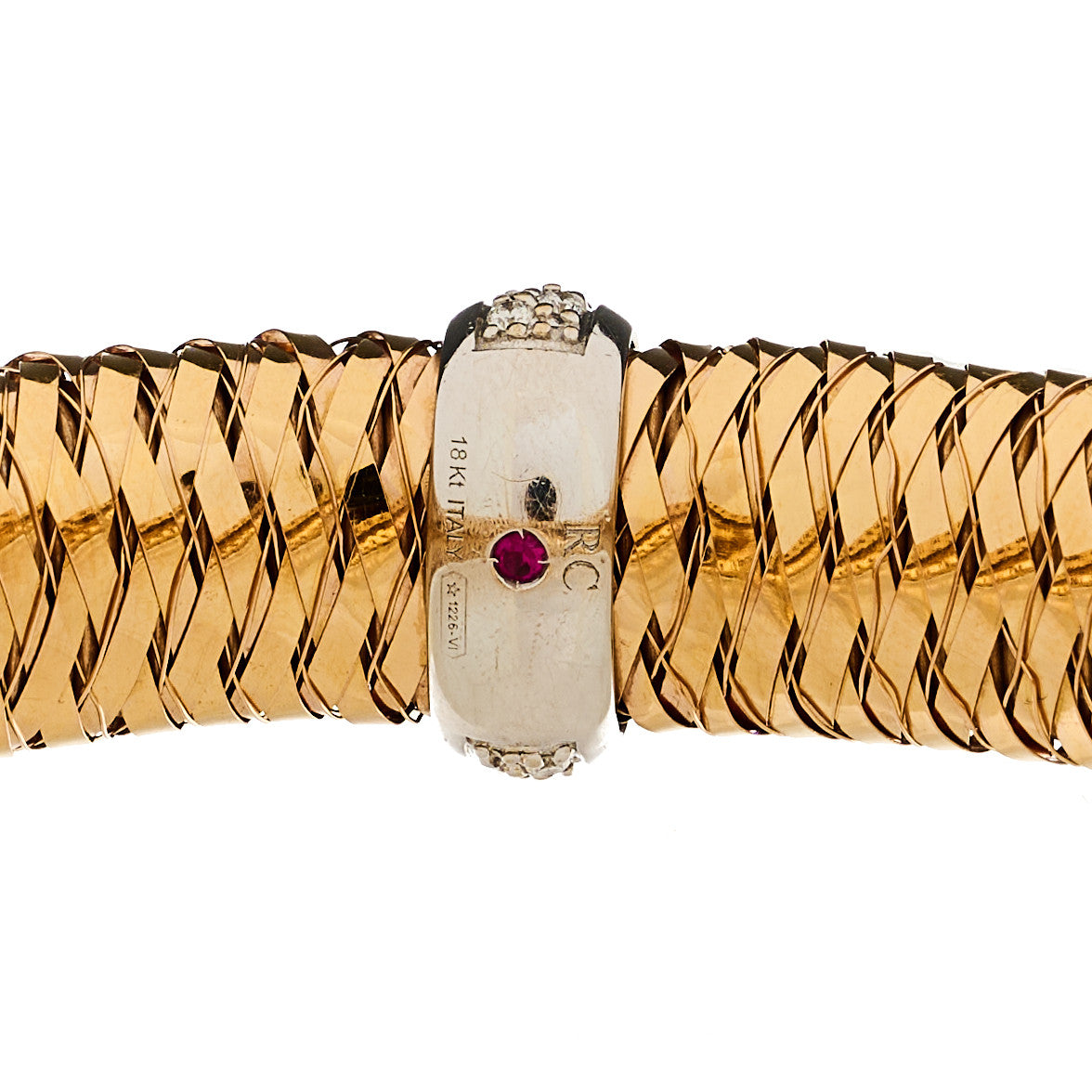 Roberto Coin 18K Rose White Gold Diamond Medium Primavera Bangle Bracelet 3 of 3