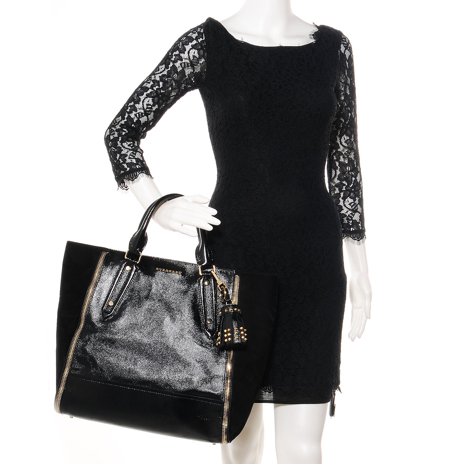 Burberry London Leather Medium Zip Detail Tote Black 2 of 11