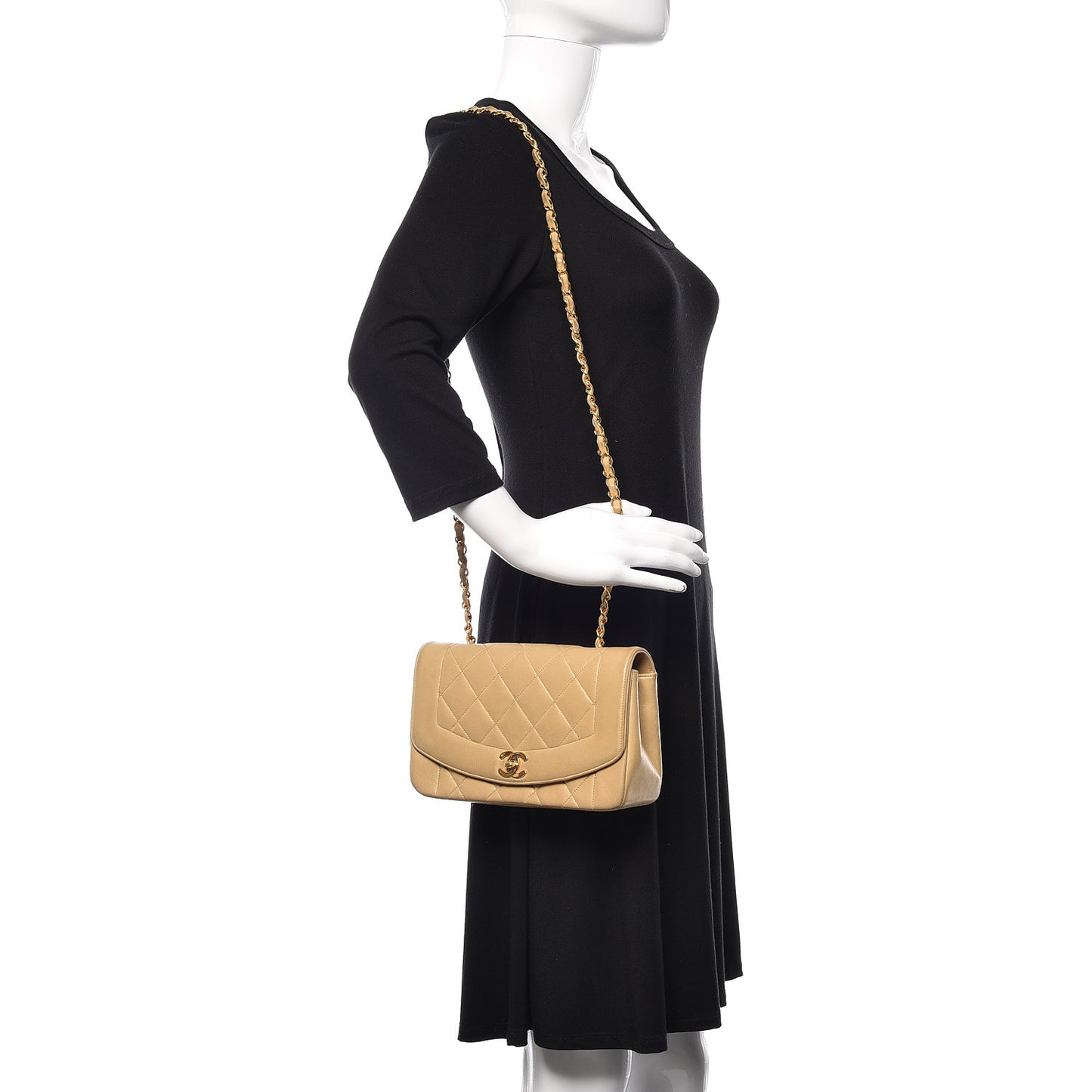 Lambskin Quilted Small Flap Beige