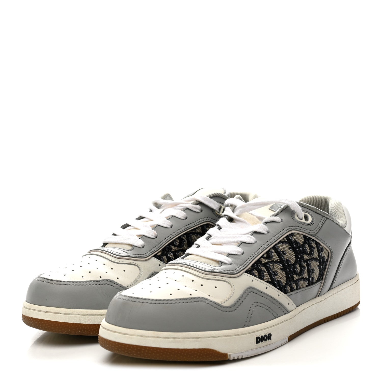 Christian Dior Smooth Calfskin Jacquard Oblique Mens B27 Low Top Sneakers 43 Beige Blue 4 of 15