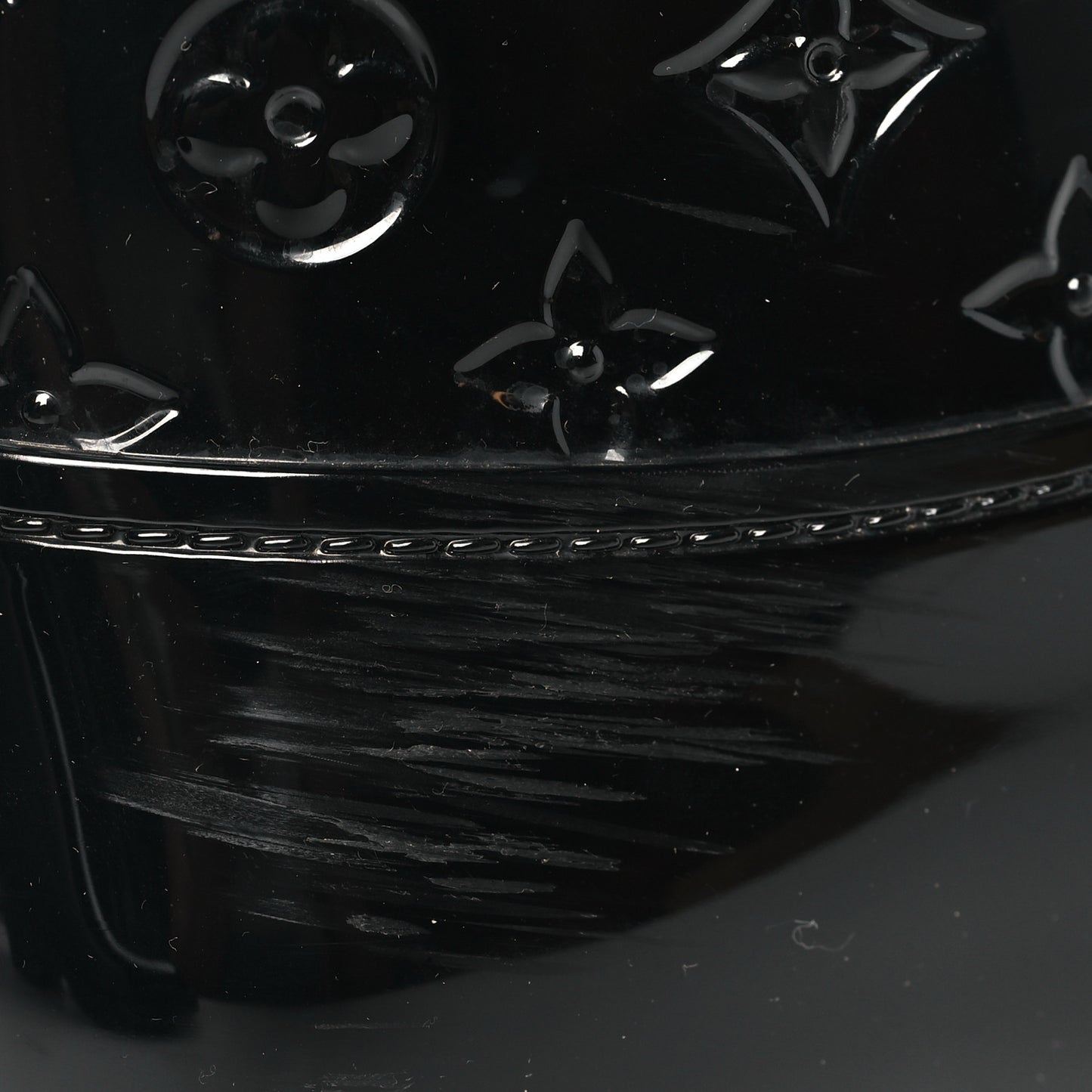 Rubber Embossed Monogram Drops Flat Half Boots 37 Black