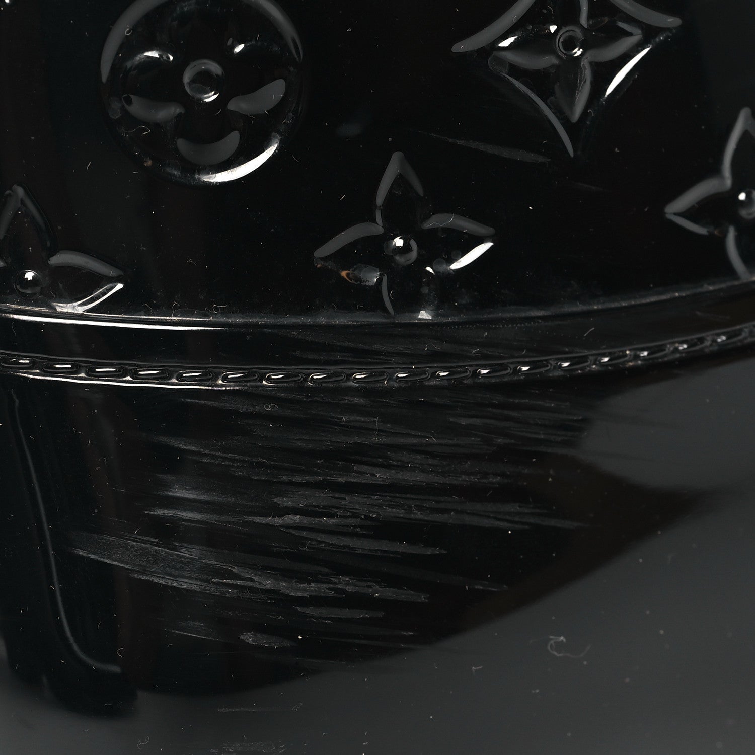 Louis Vuitton Rubber Embossed Monogram Drops Flat Half Boots 37 Black 9 of 10