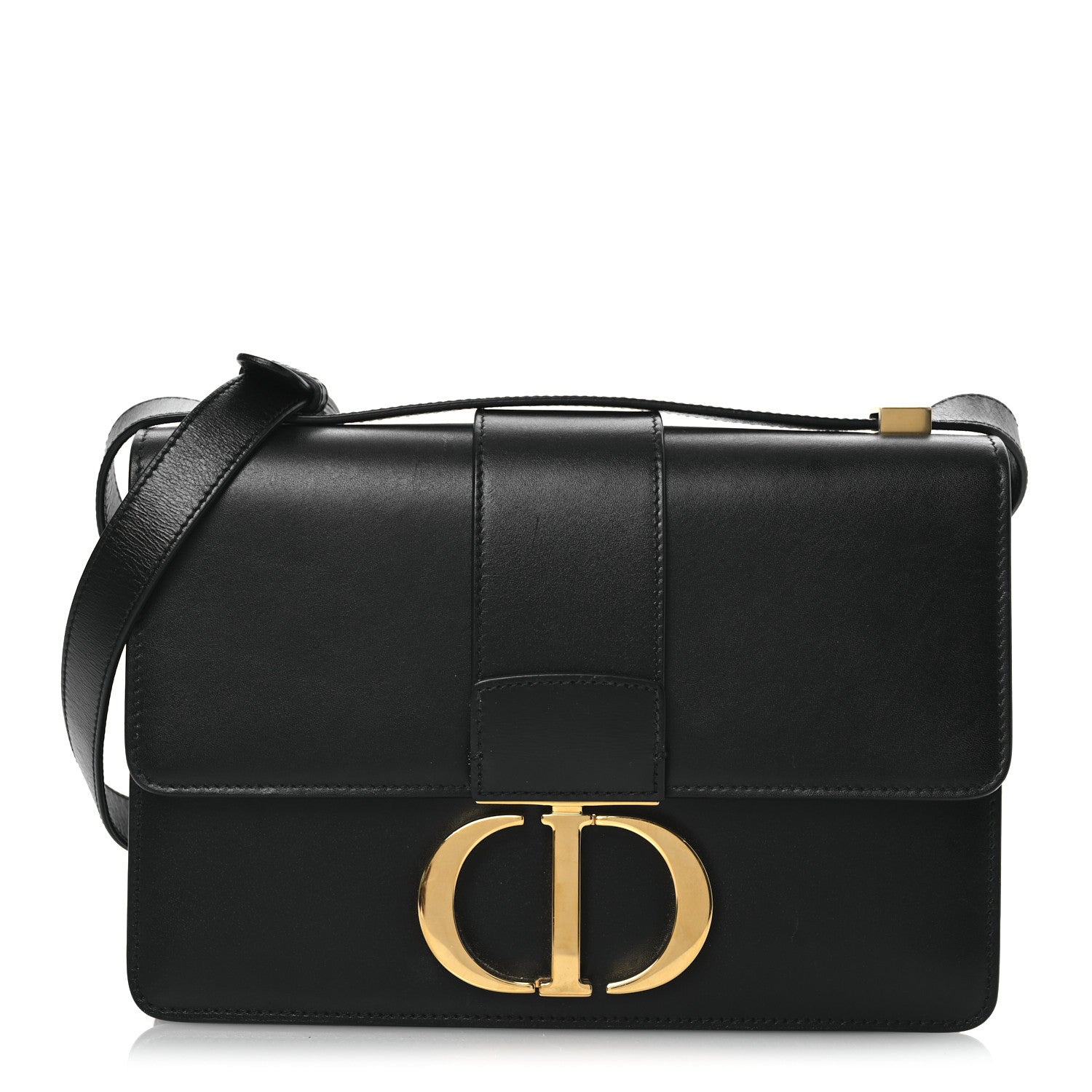 Dior ブラックバッグ Christian Dior Box Calfskin 30 Montaigne Flap Bag Black 1735403
