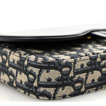 Christian Dior Oblique Smooth Calfskin Medium Saddle Pouch With Chain Blue 9 of 11
