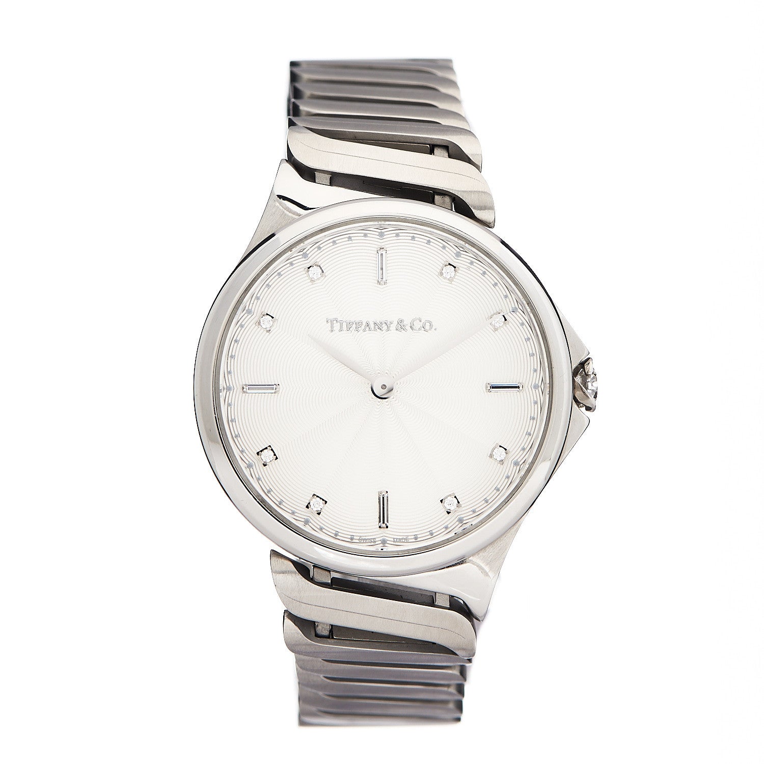 Tiffany Stainless Steel Diamond 28mm Metro 2-Hand Quartz Watch 1 of 5