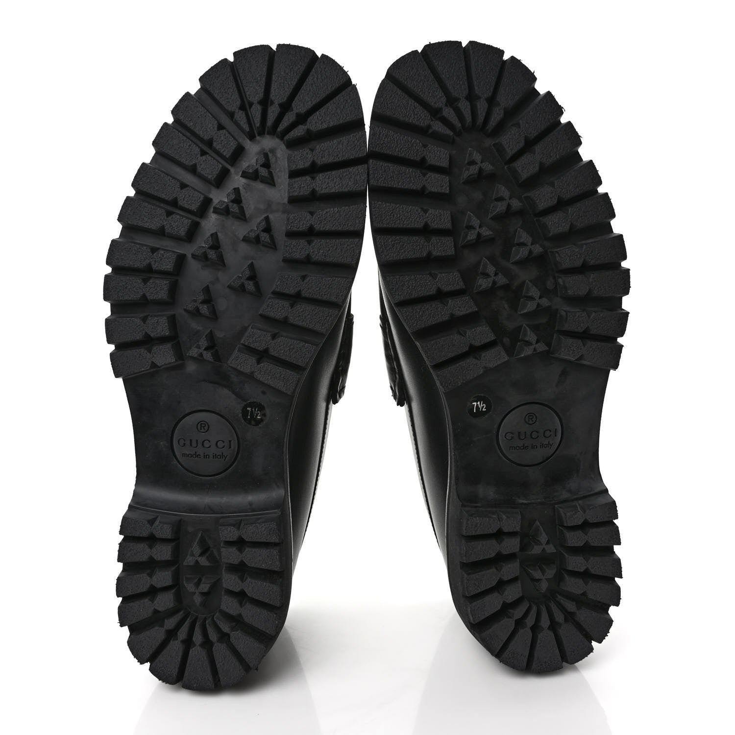 Gucci Cirano Lux Web Mens Horsebit Lug Sole Loafers 7.5 Black 5 of 8
