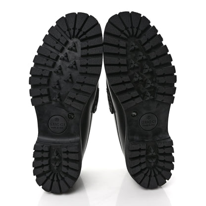 Gucci Cirano Lux Web Mens Horsebit Lug Sole Loafers 7.5 Black 5 of 8
