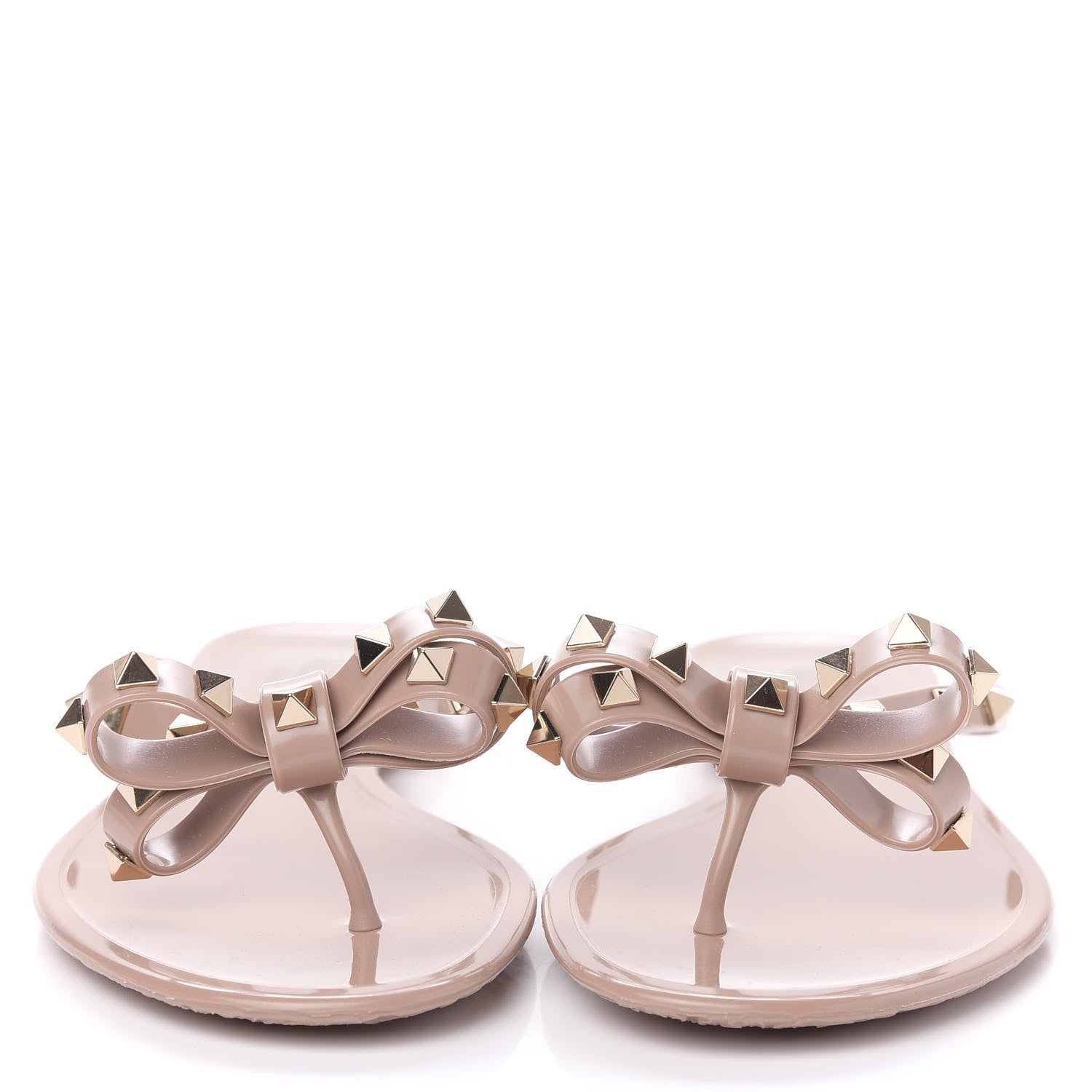 Valentino Garavani PVC Jelly Rockstud Bow Thong Sandals 40 Poudre 2 of 8