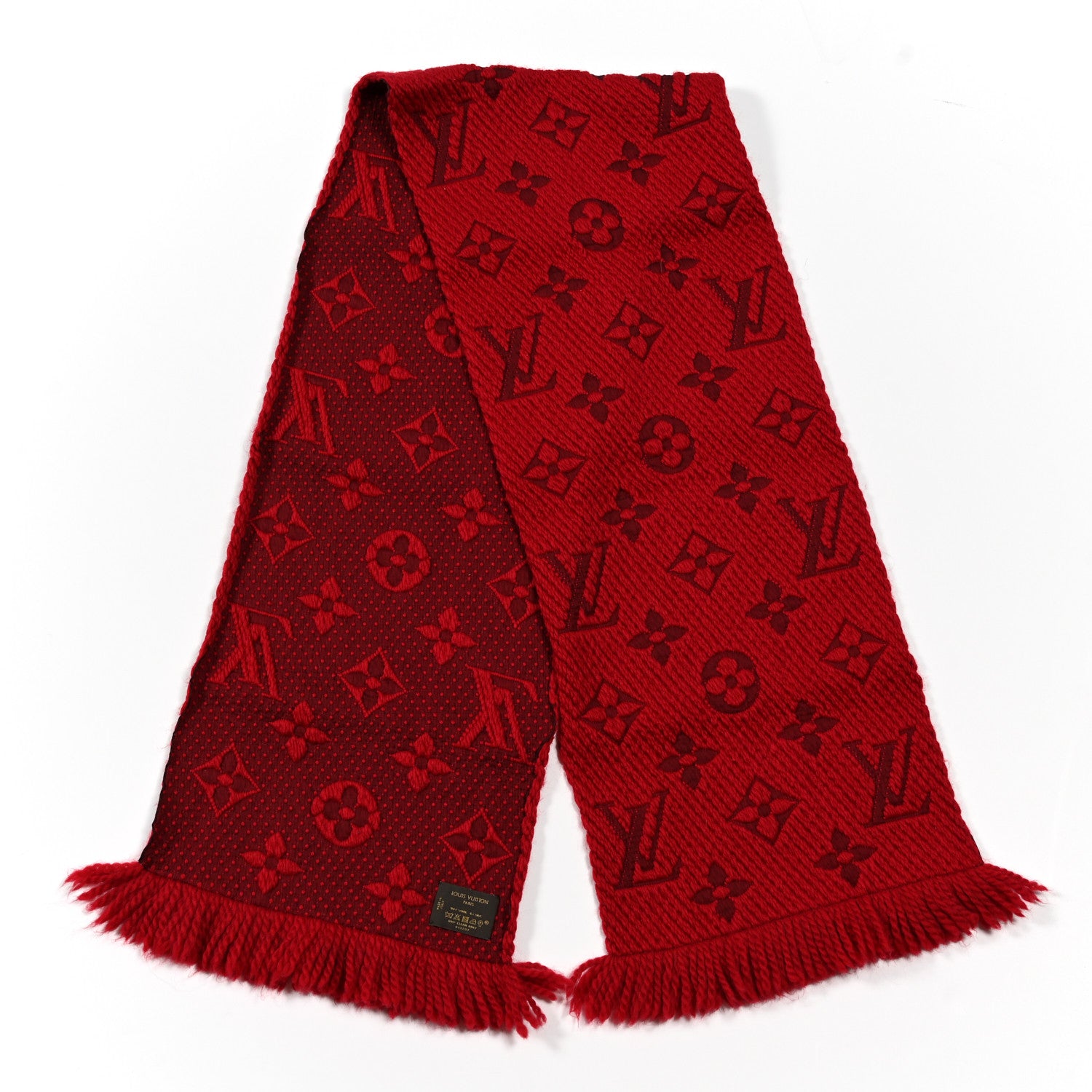 Louis Vuitton Wool Silk Logomania Scarf Rubis 2 of 4