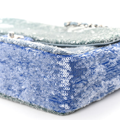 Chanel Sequin Large Waterfall Flap Light Blue 10 of 10