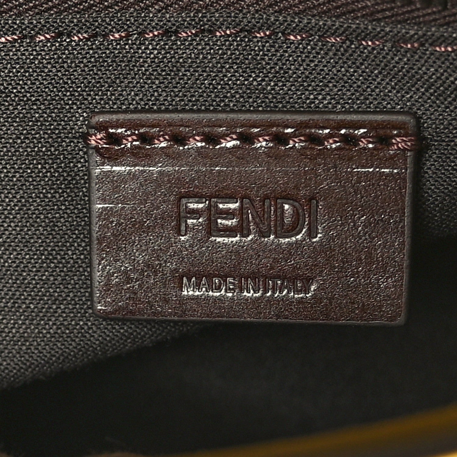 Fendi Canvas Vitello King FF Embroidered Medium Flat Baguette Grezzo Limone 6 of 9