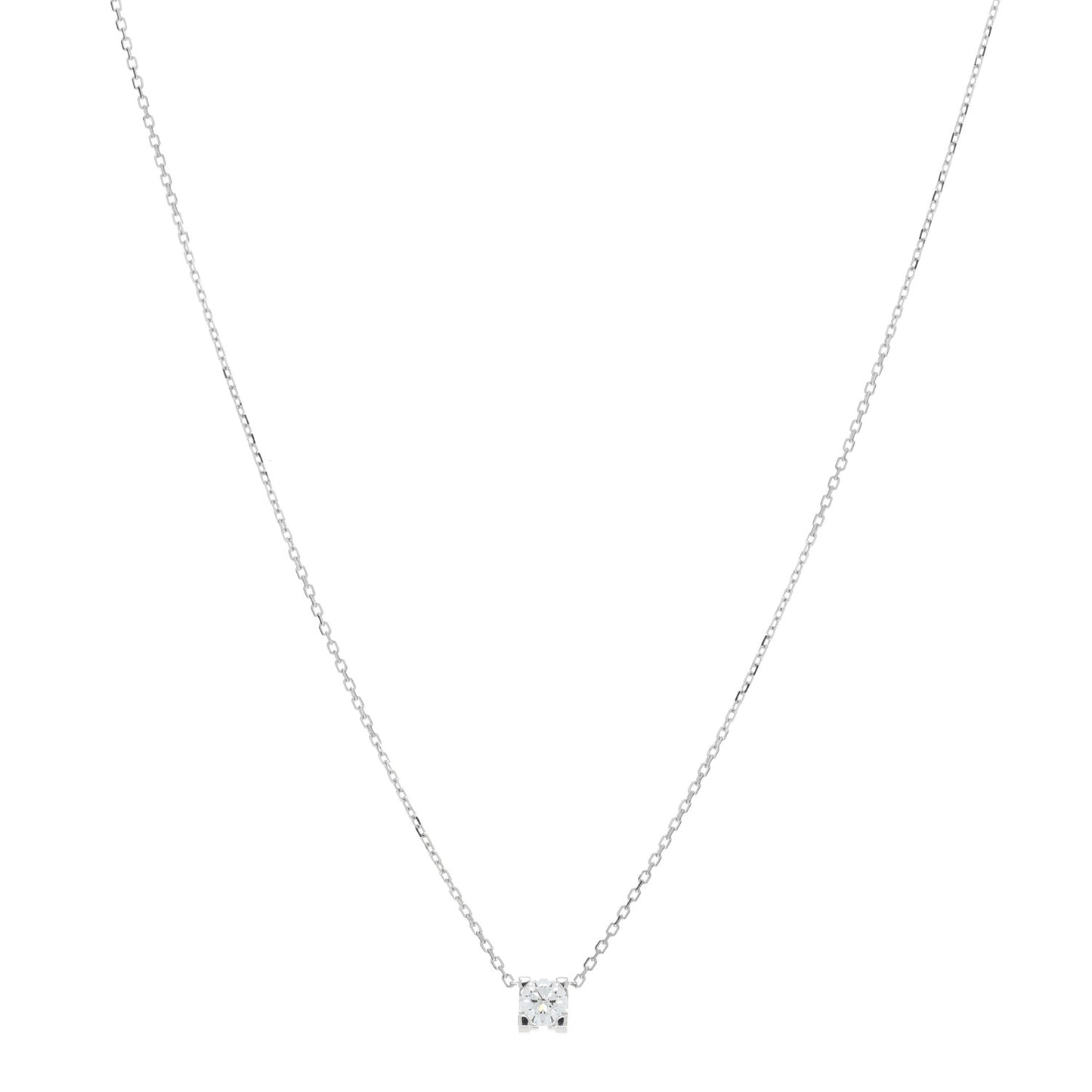 18K White Gold Diamond .32ct 1895 Solitaire Pendant Necklace