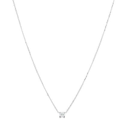 Cartier 18K White Gold Diamond .32ct 1895 Solitaire Pendant Necklace 1 of 4