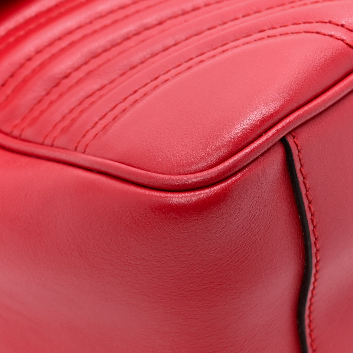 Gucci Calfskin Matelasse Sylvie Web Small GG Marmont Top Handle Shoulder Bag Hibiscus Red 12 of 13
