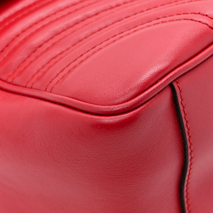 Gucci Calfskin Matelasse Sylvie Web Small GG Marmont Top Handle Shoulder Bag Hibiscus Red 12 of 13