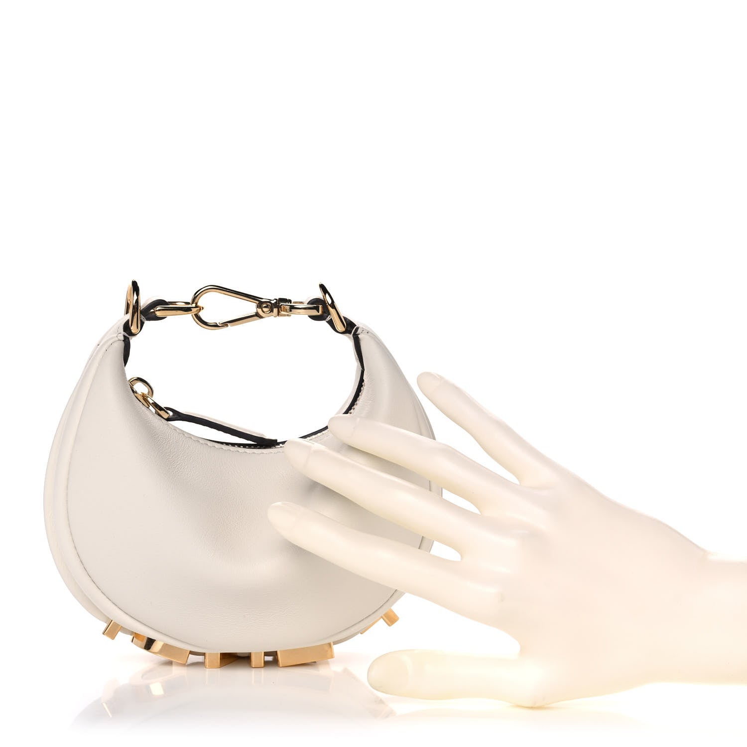 Fendi Vitello Grace Matte Nano Fendigraphy Hobo Charm White Ice 2 of 12