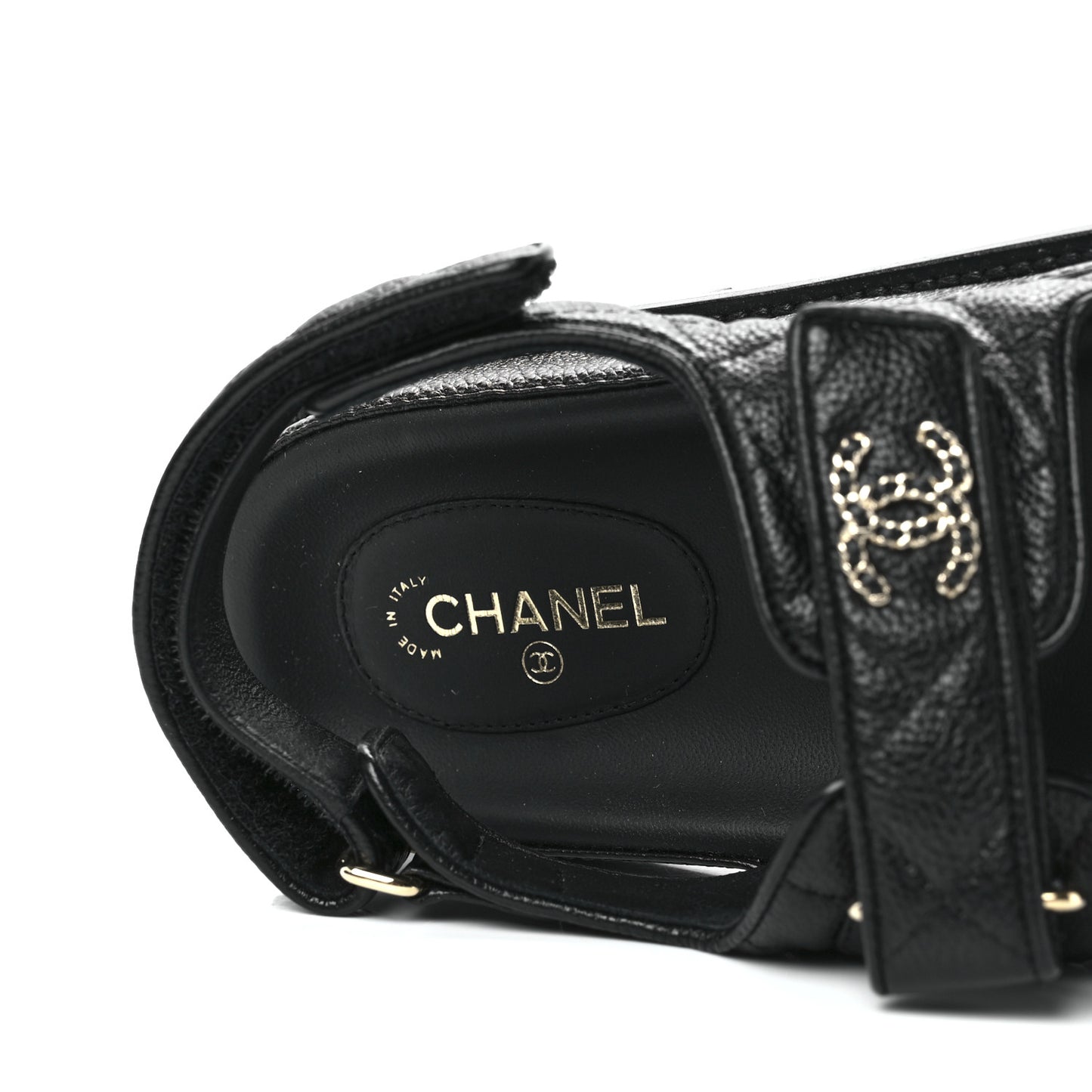 Grained Calfskin Velcro Dad Sandals 41 Black