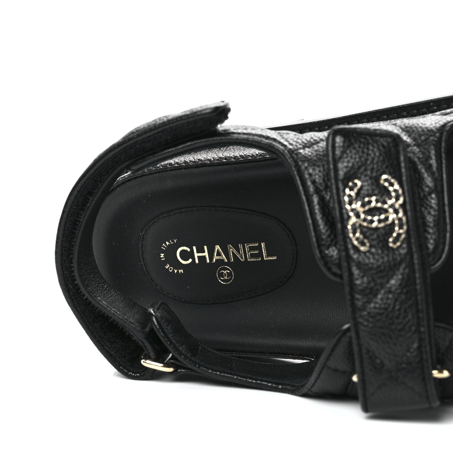 Chanel Grained Calfskin Velcro Dad Sandals 41 Black 7 of 8