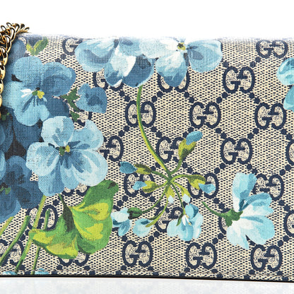 Gucci GG Supreme Monogram Blooms Chain Wallet Blue 10 of 11