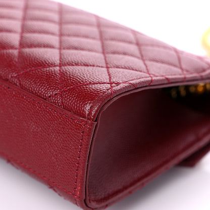 Saint Laurent Grain De Poudre Textured Mixed Matelasse Triquilt Small Monogram Satchel Red 11 of 13