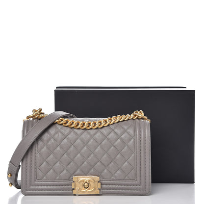 Chanel Caviar Quilted Medium Boy Flap Light Grey 8 of 8