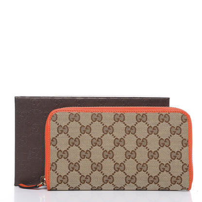 Gucci Monogram Dollar Calfskin Zip Around Wallet Beige Ebony Sun Orange 10 of 10