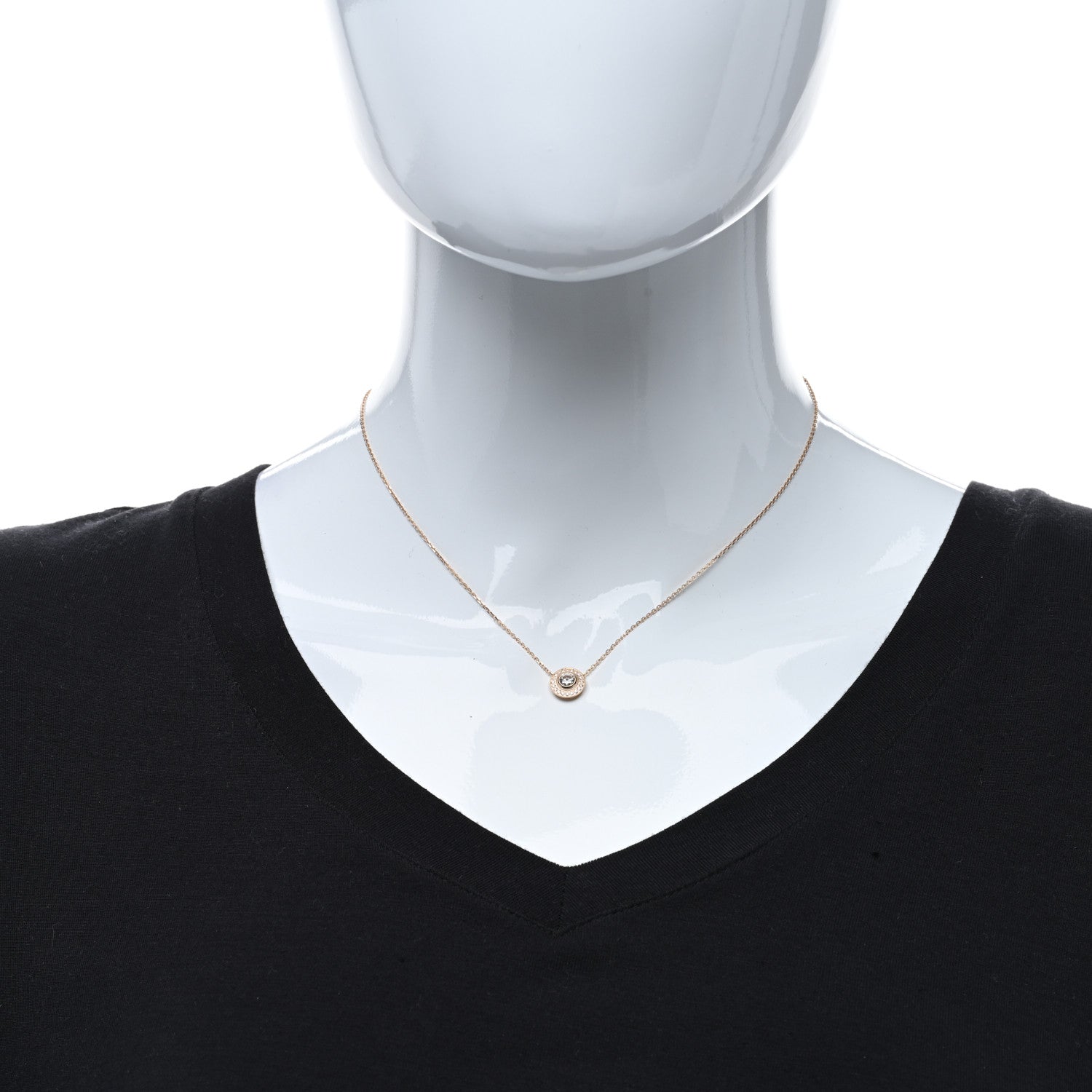 Cartier 18K Pink Gold Diamond .20ct D'Amour Pave Necklace 3 of 4