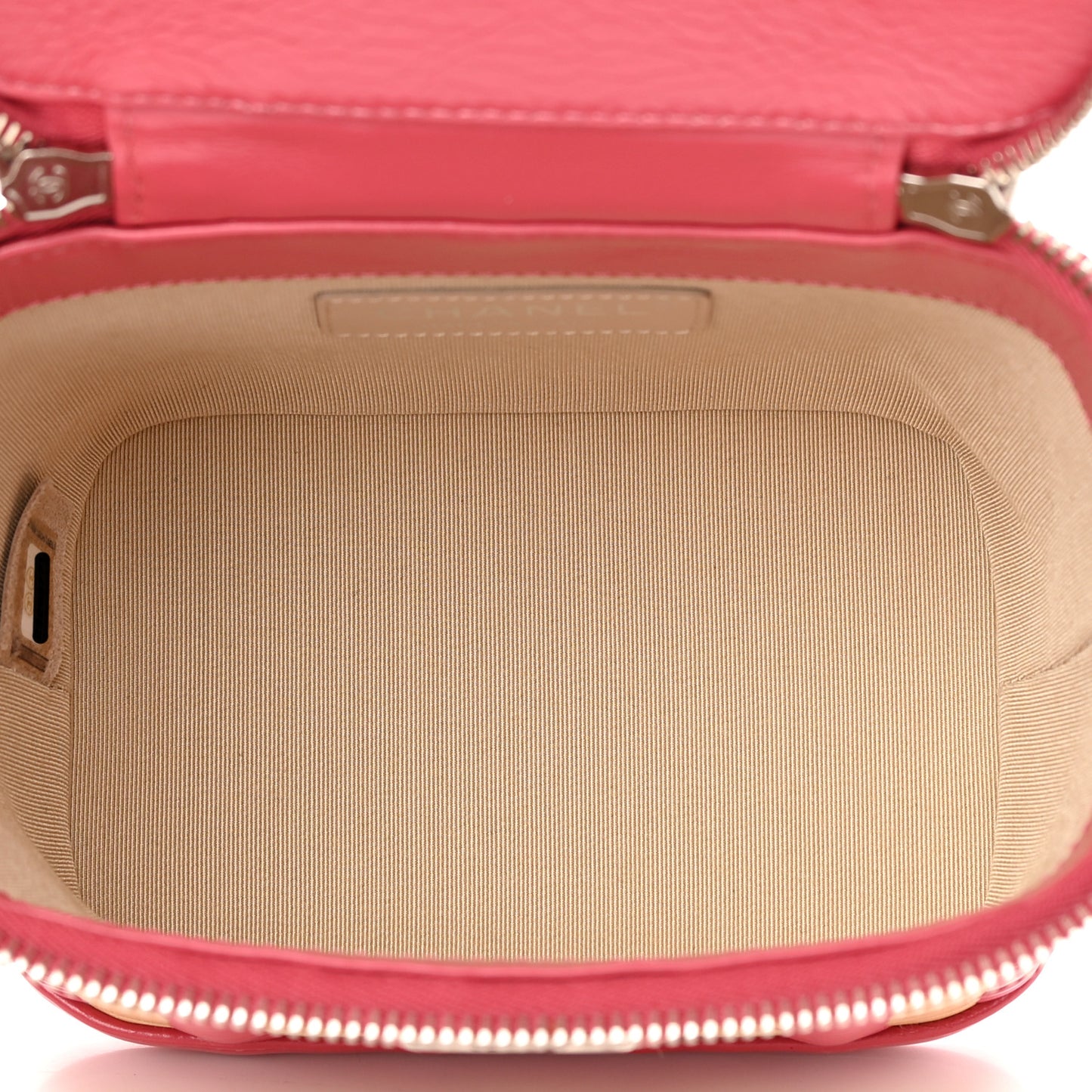 Calfskin Raffia Small Take Away Vanity Case Bag Pink Beige