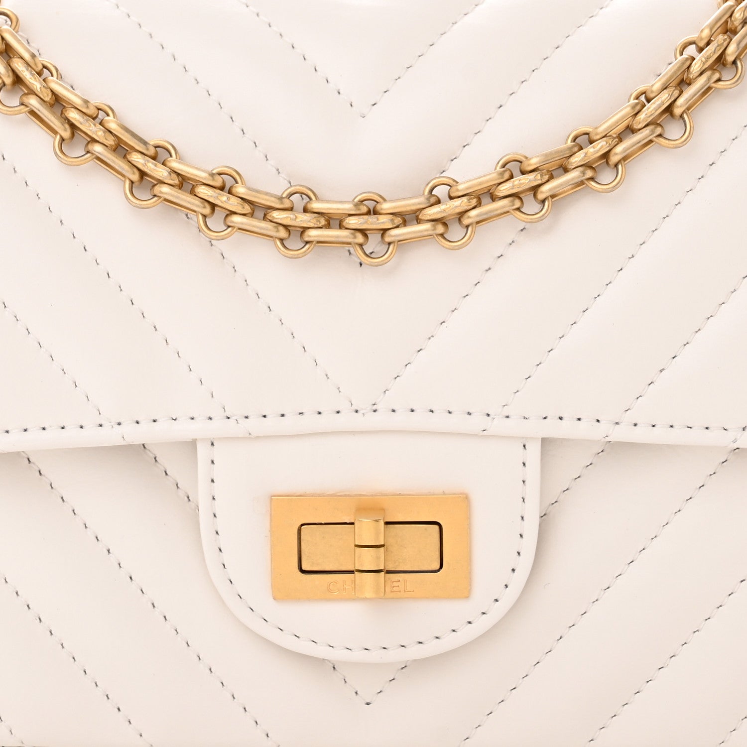 Chanel Aged Calfskin Chevron Quilted 2.55 Reissue Mini Flap White 8 of 11