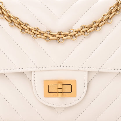Chanel Aged Calfskin Chevron Quilted 2.55 Reissue Mini Flap White 8 of 11