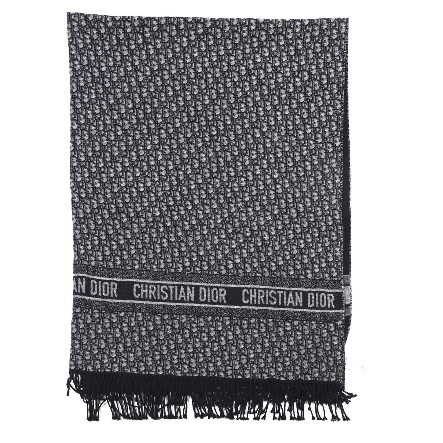 Cashmere Wool CD Oblique Throw Blanket Blue