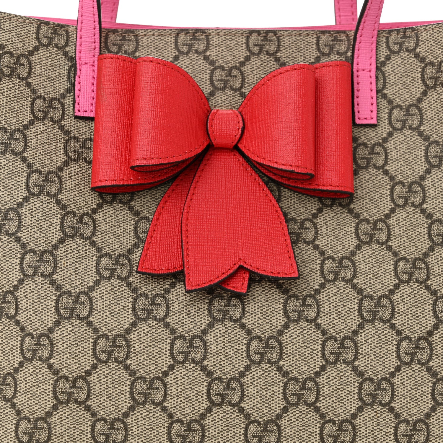 Gucci GG Supreme Monogram Bow Childrens Tote Red Pink 9 of 10